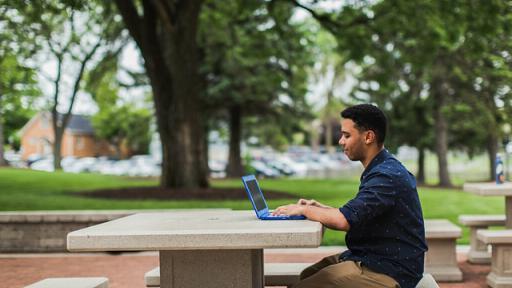 Student studying on computer