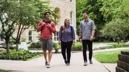 students walking on campus